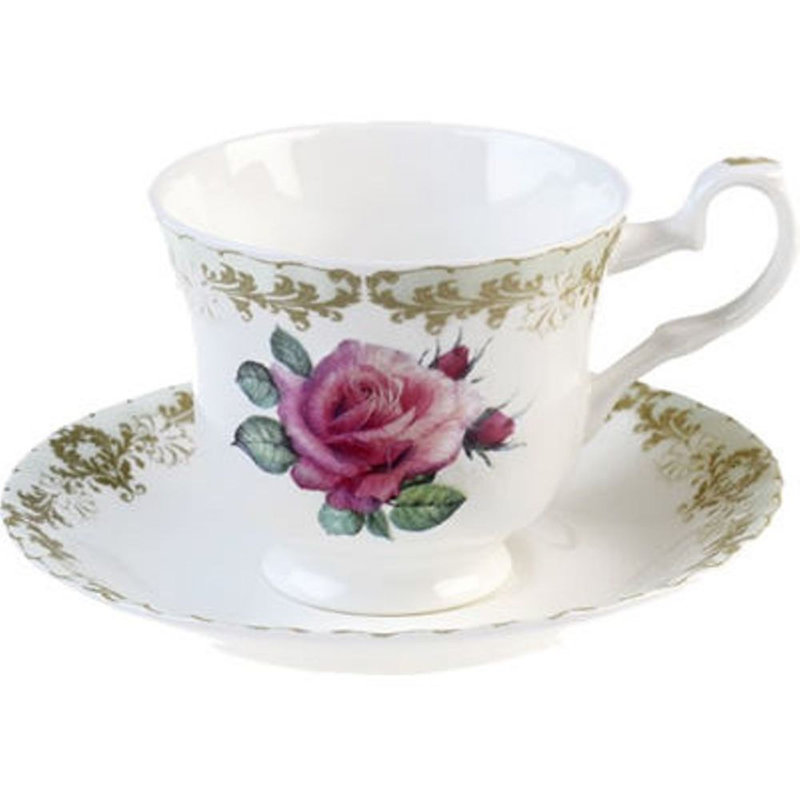 Roy Kirkham Vintage Rose Set Of 2 Fine Bone China Tea Cup And
